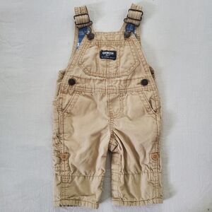 Oshkosh tan overalls 3 months plaid cuffs